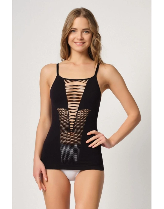 SİYAH MI Emay 5038 İp Askılı Fantazi Atlet Korse