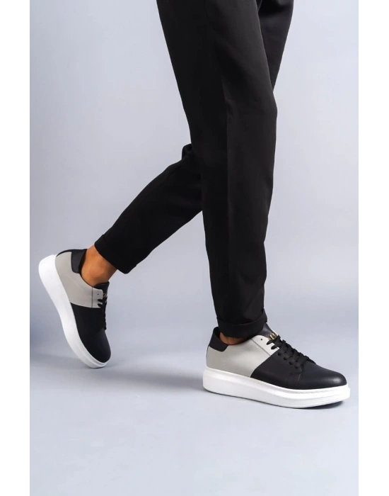 Slw151 Boost Bağcıklı Cilt Süet Erkek Günlük Csbt - Siyah/gri Erkek Sneaker Ayakkabı