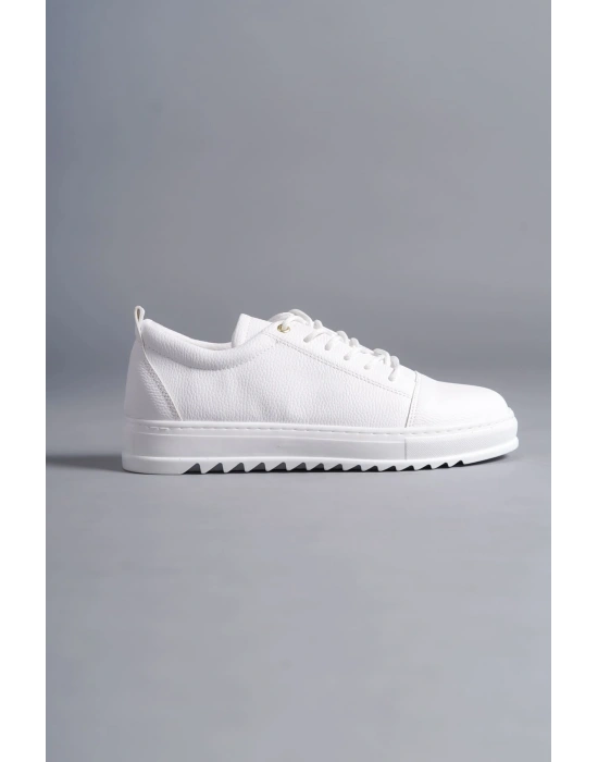 SLW152 Cool Bağcıklı Cilt Erkek Günlük Spor Klasik Ayakkabı CBT - Beyaz