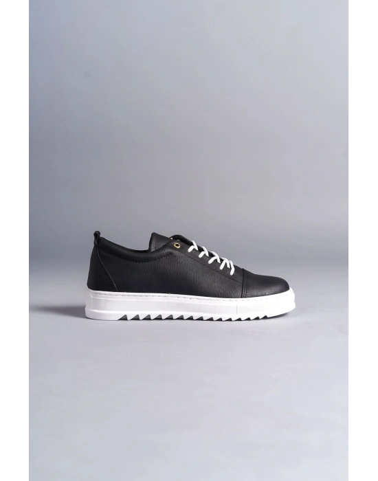 SLW152 Cool Bağcıklı Cilt Erkek Günlük Spor Klasik Ayakkabı CBT - Siyah