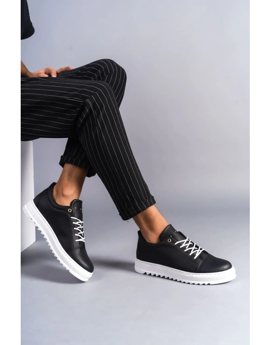 Slw152 Cool Bağcıklı Cilt Erkek Günlük Spor Cbt - Siyah Erkek Klasik Ayakkabı