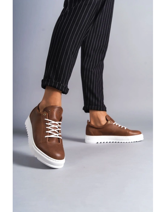 SLW152 Cool Bağcıklı Cilt Erkek Günlük Spor Klasik Ayakkabı CBT -  Taba