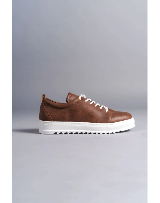 SLW152 Cool Bağcıklı Cilt Erkek Günlük Spor Klasik Ayakkabı CBT -  Taba