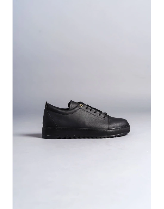 SLW152 Cool Bağcıklı Cilt Erkek Günlük Spor Klasik Ayakkabı CST - Siyah