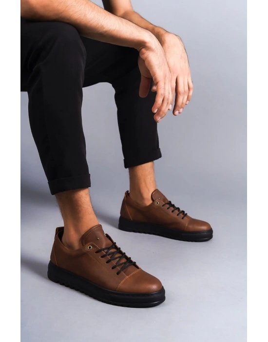 Slw152 Cool Bağcıklı Cilt Erkek Günlük Spor Cst - Taba Erkek Klasik Ayakkabı