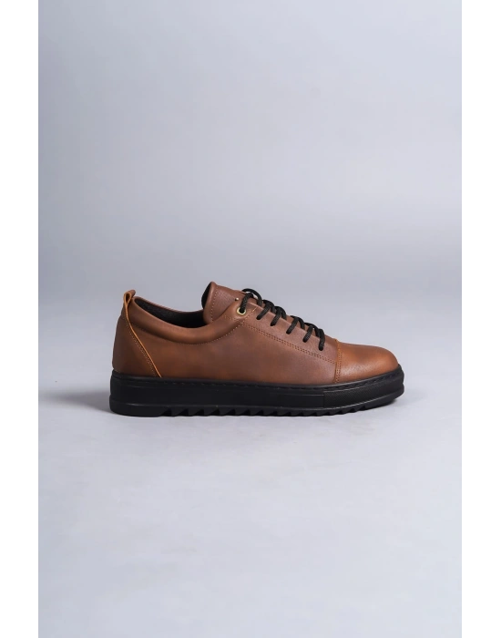 SLW152 Cool Bağcıklı Cilt Erkek Günlük Spor Klasik Ayakkabı CST - Taba