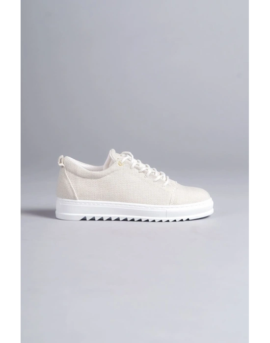 SLW152 Cool Bağcıklı Keten Erkek Günlük Spor Klasik Ayakkabı KBT - Beyaz