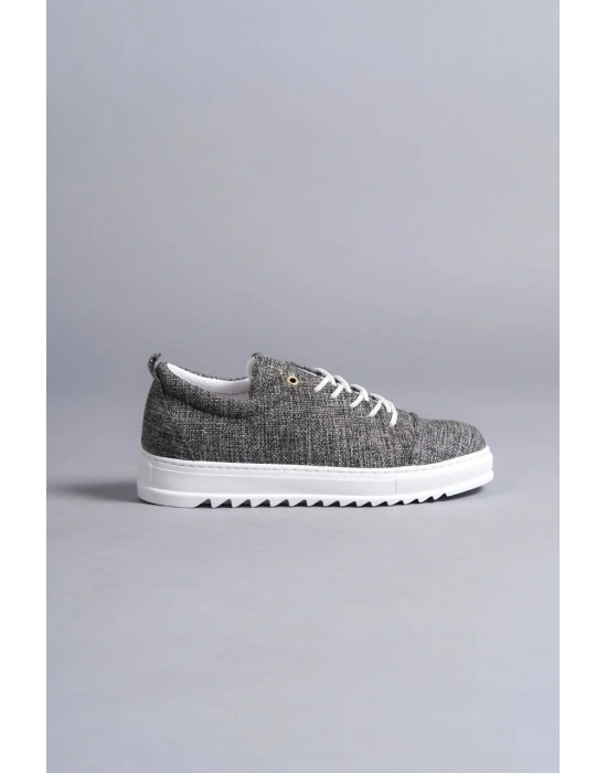 SLW152 Cool Bağcıklı Keten Erkek Günlük Spor Klasik Ayakkabı KBT - Gri