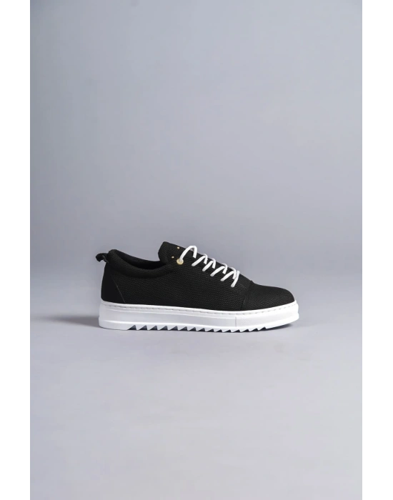 SLW152 Cool Bağcıklı Keten Erkek Günlük Spor Klasik Ayakkabı KBT - Siyah