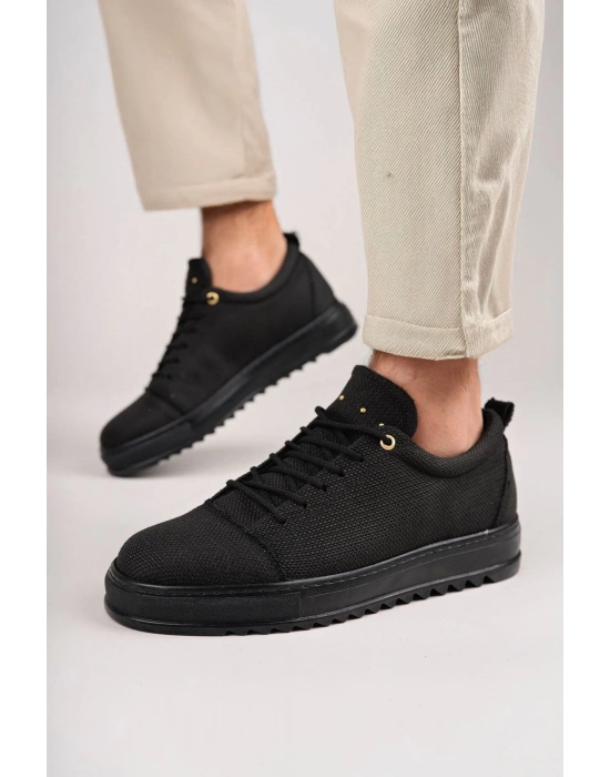 Slw152 Cool Bağcıklı Keten Erkek Günlük Spor Kst - Siyah Erkek Klasik Ayakkabı