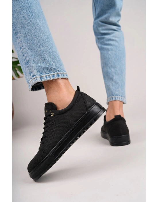 Slw152 Cool Bağcıklı Keten Erkek Günlük Spor Kst - Siyah Erkek Klasik Ayakkabı