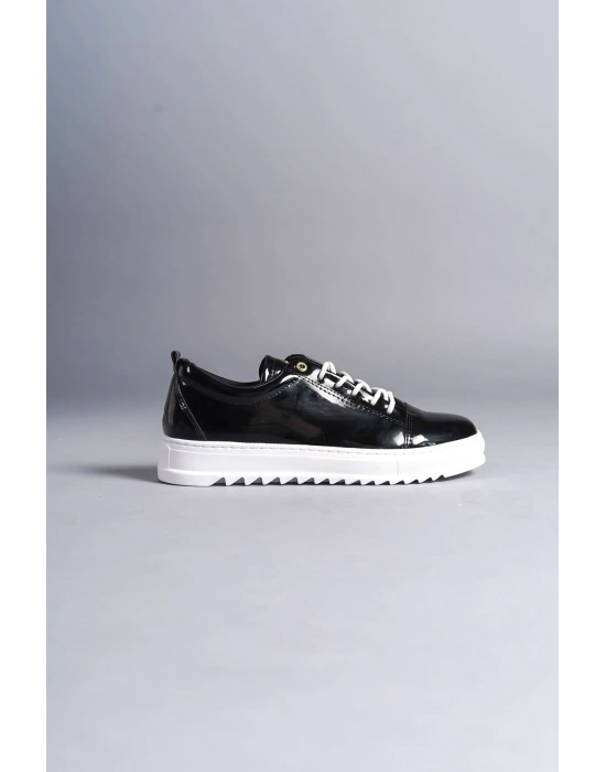 SLW152 Cool Bağcıklı Rugan Erkek Günlük Spor Klasik Ayakkabı RBT - Siyah