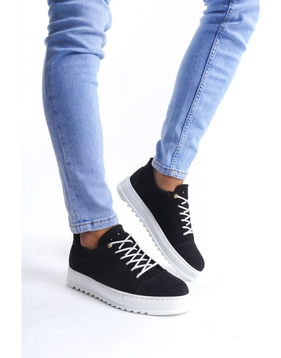 SLW152 Cool Bağcıklı Süet Erkek Günlük Spor Klasik Ayakkabı SBT - Siyah