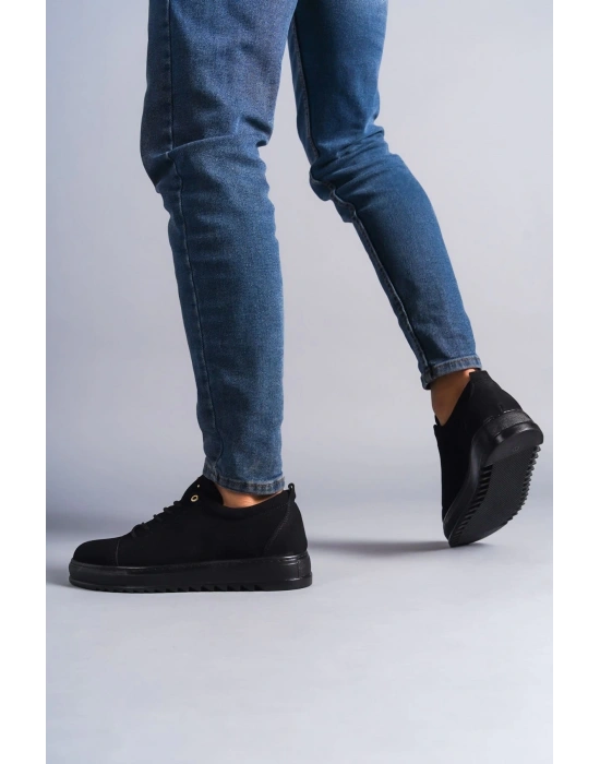 Slw152 Cool Bağcıklı Süet Erkek Günlük Spor Sst - Siyah Erkek Klasik Ayakkabı