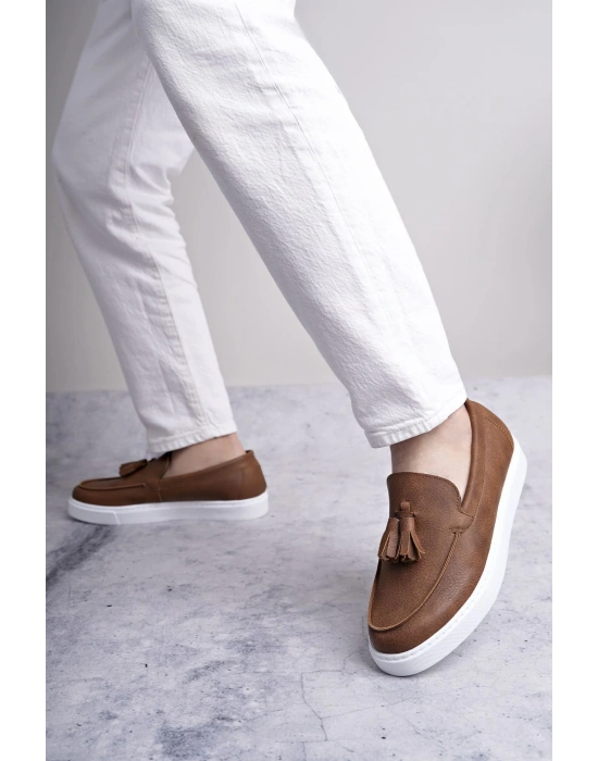 Slw153 Bloom Bağcıksız Püsküllü Cilt Erkek Günlük Spor Cbt - Taba Erkek Klasik Ayakkabı