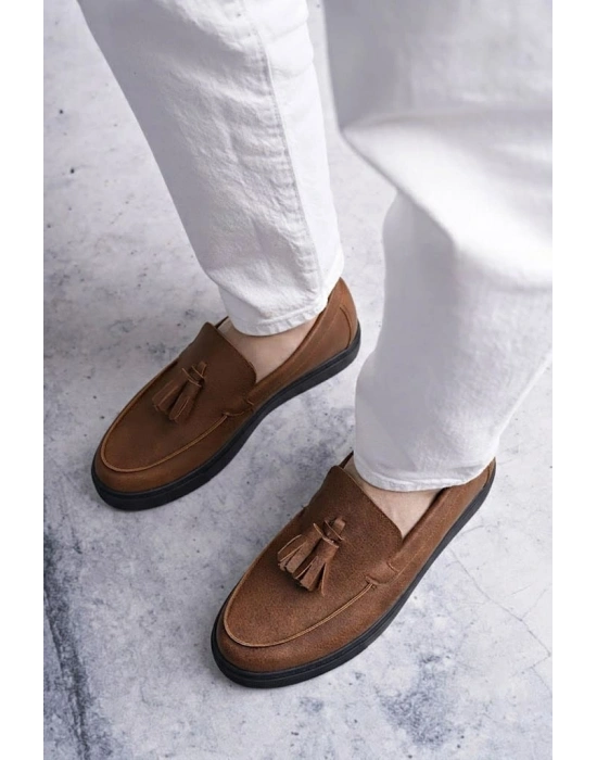 SLW153 Bloom Bağcıksız Püsküllü Cilt Erkek Günlük Spor Klasik Ayakkabı CST - Taba