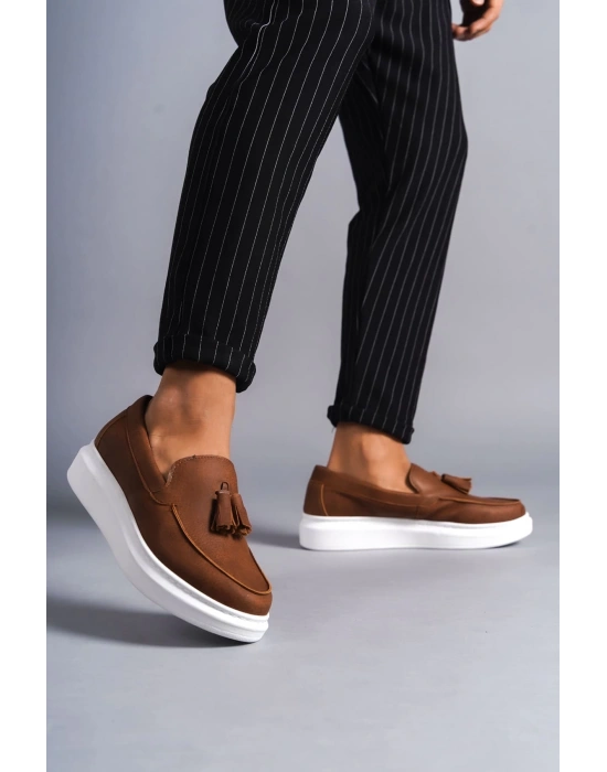 Slw154 Blaze Bağcıksız Püsküllü Cilt Erkek Günlük Spor Cbt - Taba Erkek Klasik Ayakkabı