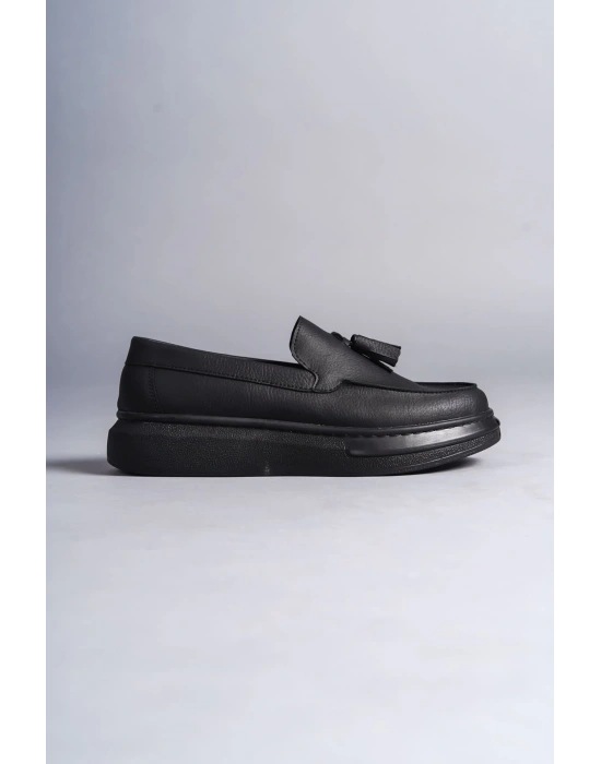 Slw154 Blaze Bağcıksız Püsküllü Cilt Erkek Günlük Spor Cst - Siyah Erkek Klasik Ayakkabı