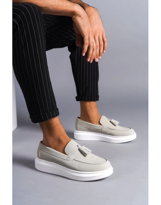 Slw154 Blaze Bağcıksız Püsküllü Süet Erkek Günlük Spor Sbt - Gri Erkek Klasik Ayakkabı