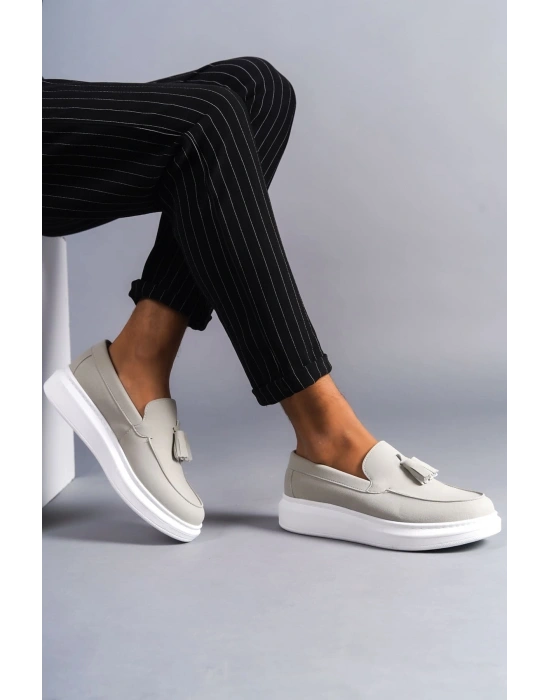 SLW154 Blaze Bağcıksız Püsküllü Süet Erkek Günlük Spor Klasik Ayakkabı SBT - Gri