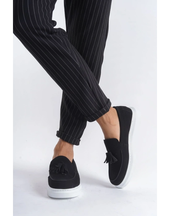 SLW154 Blaze Bağcıksız Püsküllü Süet Erkek Günlük Spor Klasik Ayakkabı SBT - Siyah