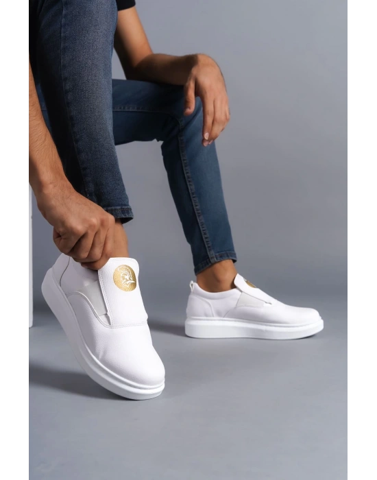 Slw161 Hippo Bağcıksız Cilt Erkek Günlük Cbt - Beyaz Erkek Sneaker Ayakkabı