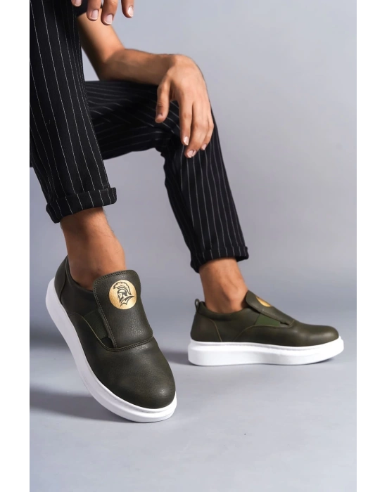 Slw161 Hippo Bağcıksız Cilt Erkek Günlük Cbt - Haki Erkek Sneaker Ayakkabı