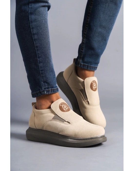 Slw161 Hippo Bağcıksız Süet Erkek Günlük Sgt - Bej Erkek Sneaker Ayakkabı