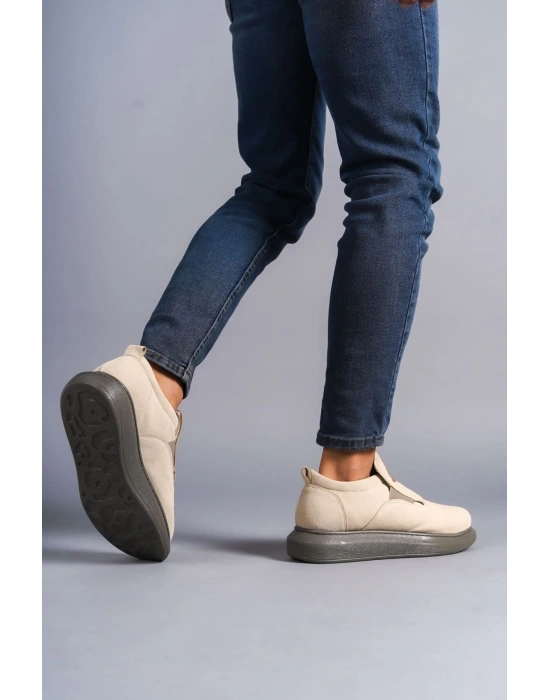 Slw161 Hippo Bağcıksız Süet Erkek Günlük Sgt - Bej Erkek Sneaker Ayakkabı