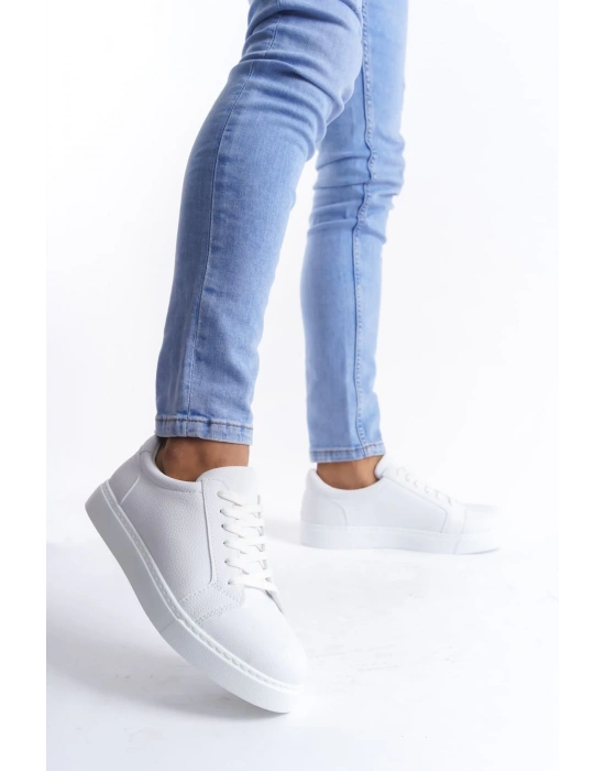 Slw165 Elite Bağcıklı Cilt Erkek Günlük Cbt - Beyaz Erkek Sneaker Ayakkabı