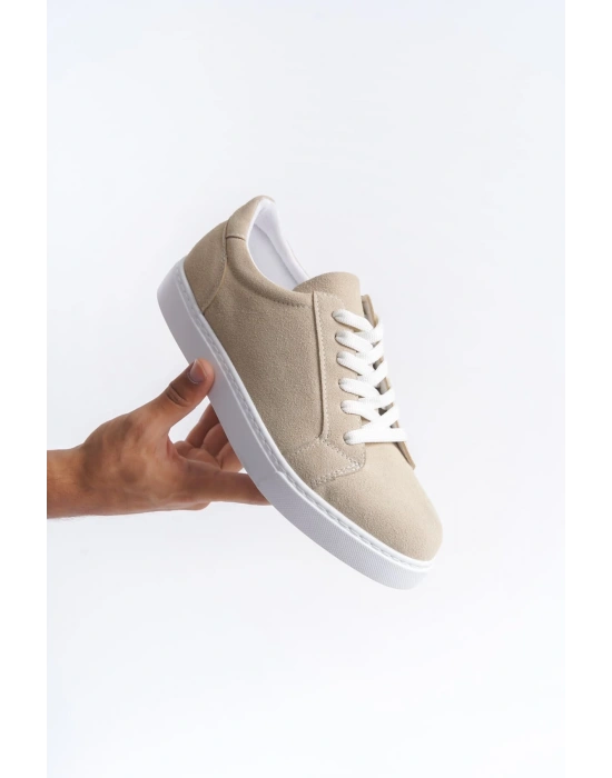 Slw165 Elite Bağcıklı Süet Erkek Günlük Sbt - Krem Erkek Sneaker Ayakkabı