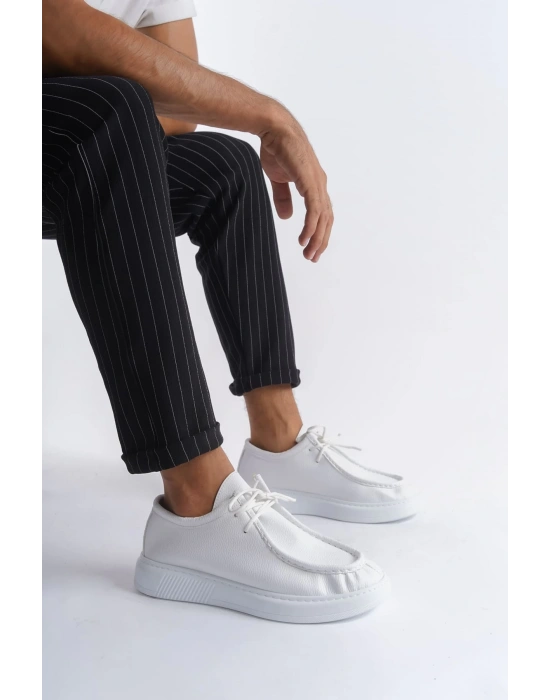 Slw170 Tornado Bağcıklı Cilt Erkek Günlük Spor Cbt - Beyaz Erkek Klasik Ayakkabı