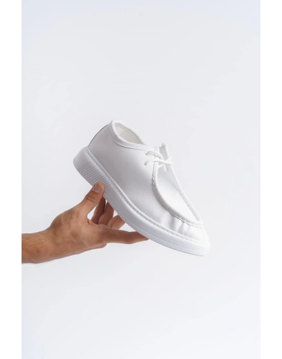 Slw170 Tornado Bağcıklı Cilt Erkek Günlük Spor Cbt - Beyaz Erkek Klasik Ayakkabı