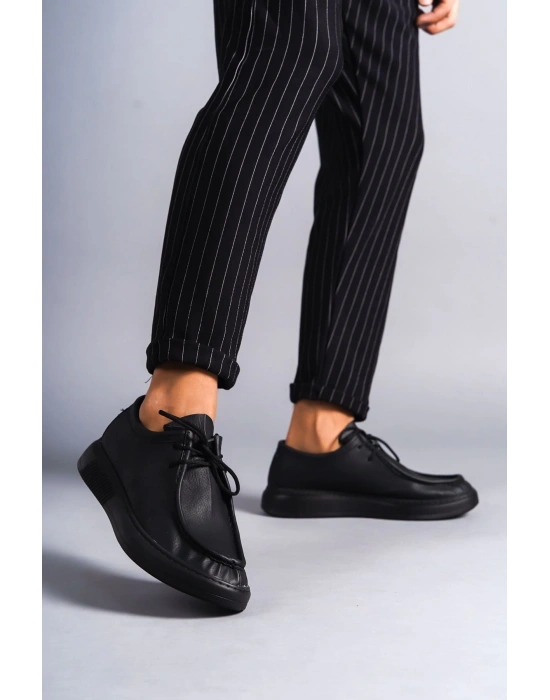 Slw170 Tornado Bağcıklı Cilt Erkek Günlük Spor Cst - Siyah Erkek Klasik Ayakkabı