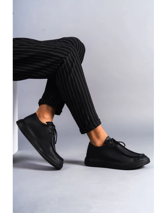 Slw170 Tornado Bağcıklı Cilt Erkek Günlük Spor Cst - Siyah Erkek Klasik Ayakkabı