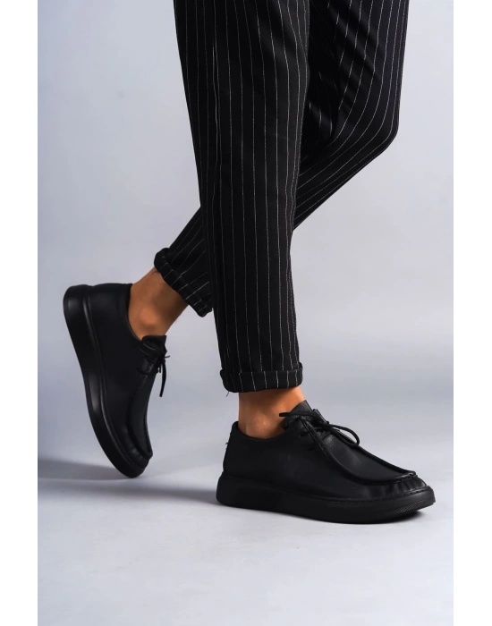 Slw170 Tornado Bağcıklı Cilt Erkek Günlük Spor Cst - Siyah Erkek Klasik Ayakkabı