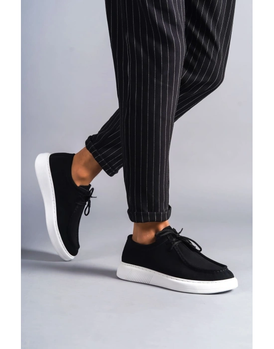 SLW170 Tornado Bağcıklı Süet Erkek Günlük Spor Klasik Ayakkabı SBT - Siyah