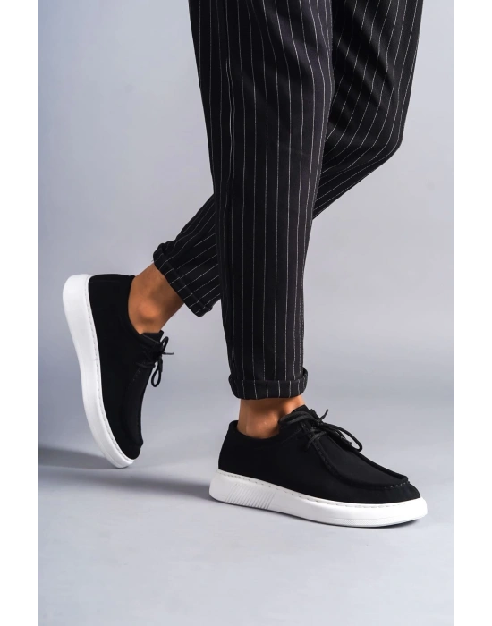 Slw170 Tornado Bağcıklı Süet Erkek Günlük Spor Sbt - Siyah Erkek Klasik Ayakkabı