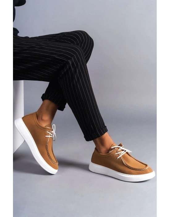 Slw170 Tornado Bağcıklı Süet Erkek Günlük Spor Sbt - Taba Erkek Klasik Ayakkabı