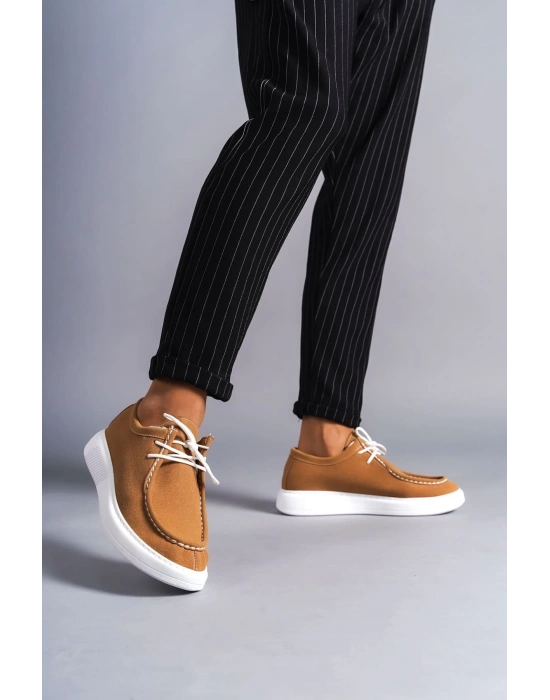 Slw170 Tornado Bağcıklı Süet Erkek Günlük Spor Sbt - Taba Erkek Klasik Ayakkabı