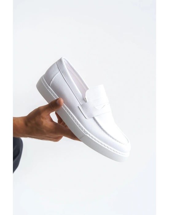 Slw180 Estilo X Bağcıksız Cilt Erkek Günlük Spor Cbt - Beyaz Erkek Klasik Ayakkabı
