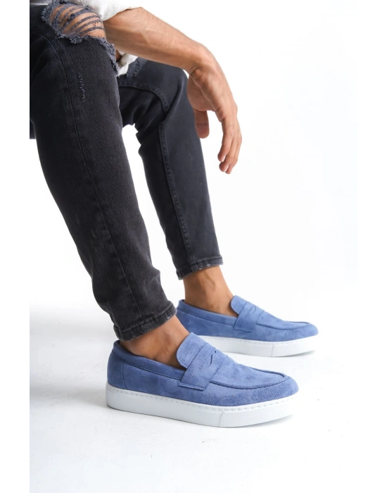 SLW180 Estilo X Bağcıksız Süet Erkek Günlük Spor Klasik Ayakkabı SBT - Mavi
