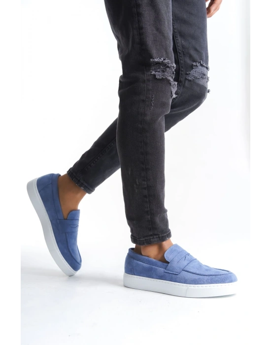SLW180 Estilo X Bağcıksız Süet Erkek Günlük Spor Klasik Ayakkabı SBT - Mavi