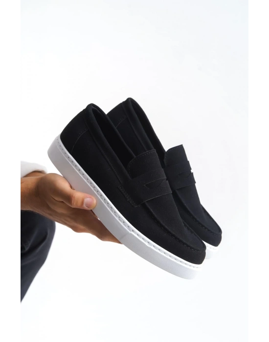 Slw180 Estilo X Bağcıksız Süet Erkek Günlük Spor Sbt - Siyah Erkek Klasik Ayakkabı