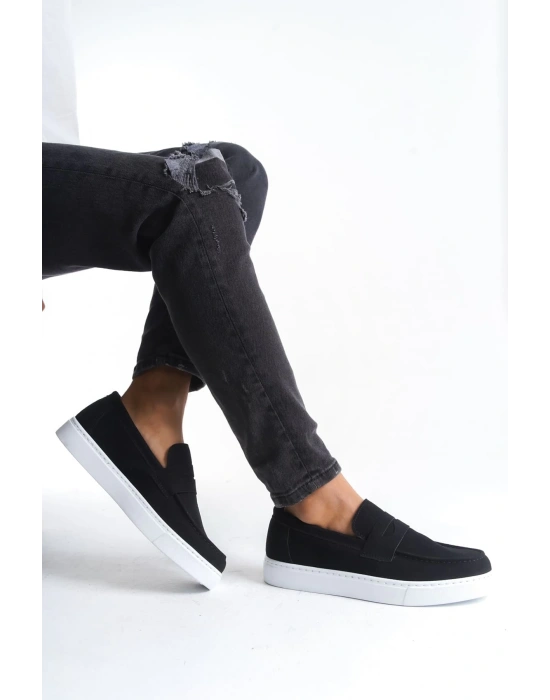 Slw180 Estilo X Bağcıksız Süet Erkek Günlük Spor Sbt - Siyah Erkek Klasik Ayakkabı