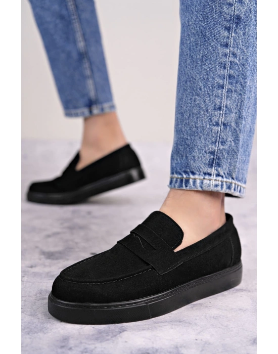 Slw180 Estilo X Bağcıksız Süet Erkek Günlük Spor Sst - Siyah Erkek Klasik Ayakkabı