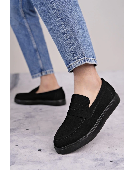 Slw180 Estilo X Bağcıksız Süet Erkek Günlük Spor Sst - Siyah Erkek Klasik Ayakkabı