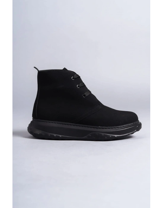 SLW204 Franca Bağcıklı Süet Erkek Spor Bot ST - Siyah
