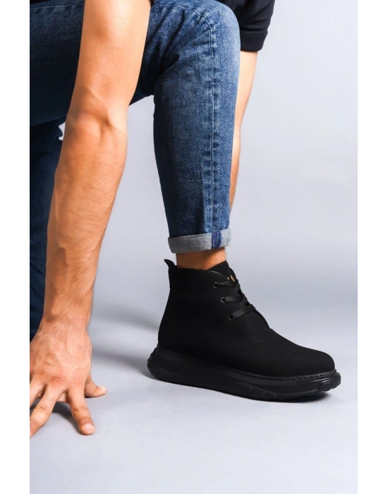 SLW204 Franca Bağcıklı Süet Erkek Spor Bot ST - Siyah