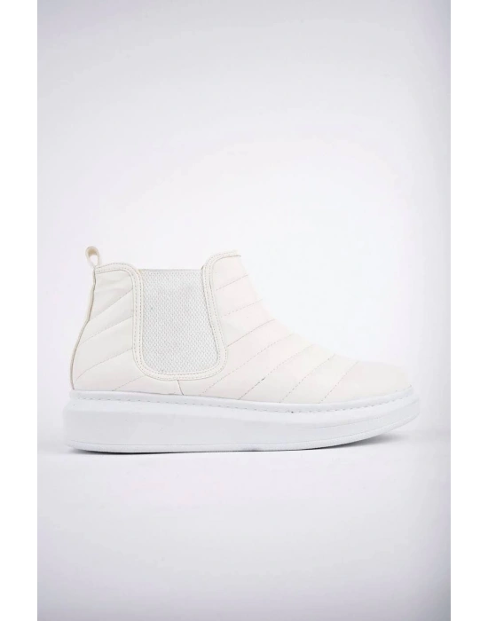 Slw205 Boston Bağcıksız Cilt Erkek Spor Bt - Beyaz Erkek Bot